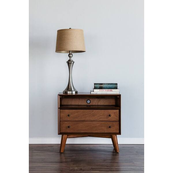 Shop Alpine Furniture Flynn Large Wood 2 Drawer Nightstand In Acorn Brown Overstock 31747219