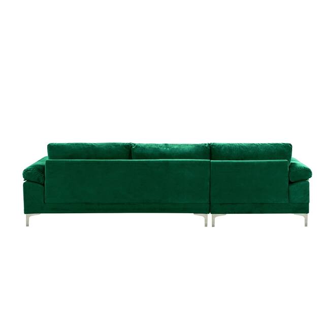 Velvet Upholstered L-Shape Sectional Sofa