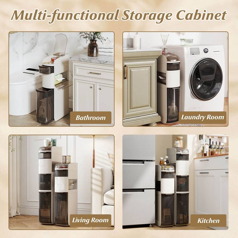 Costway 4-Tier Narrow Bathroom Storage Cabinet with Drawers Tissue Box - See Details