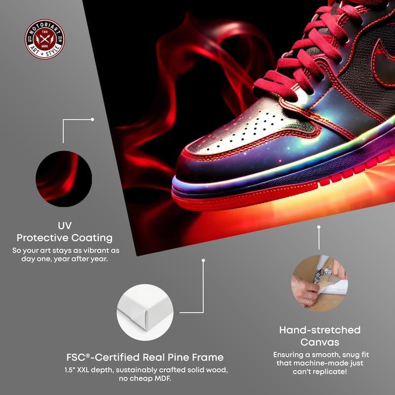 Notoriart Flaming Hot Sneaker Ii Gallery Wrapped Sneaker 1 Piece Canvas Wall Art