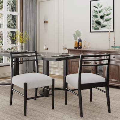 Fescue Fabric and Rubberwood Upholstered Dining Chairs (Set of 2) by Christopher Knight Home