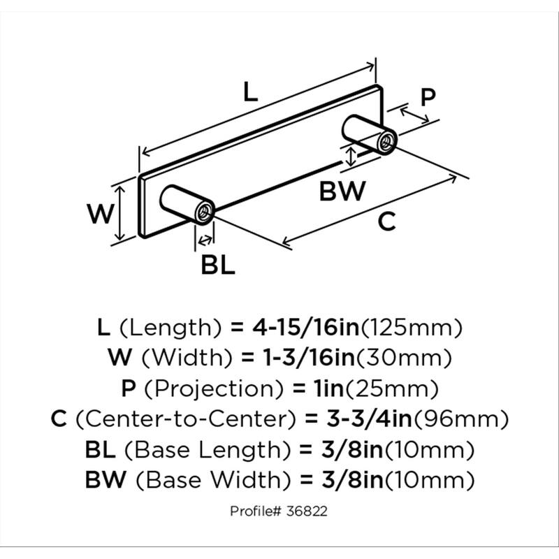 Kamari 3-3/4 in (96 mm) Center-to-Center Matte Black Cabinet Pull - 3.75