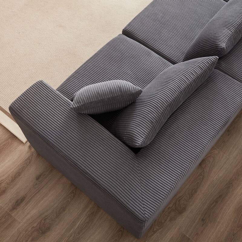 Corduroy Upholstered 104-Inch L Shaped Sectional Sofa