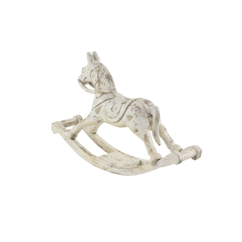 White Mango Wood Horse Decorative Sculpture