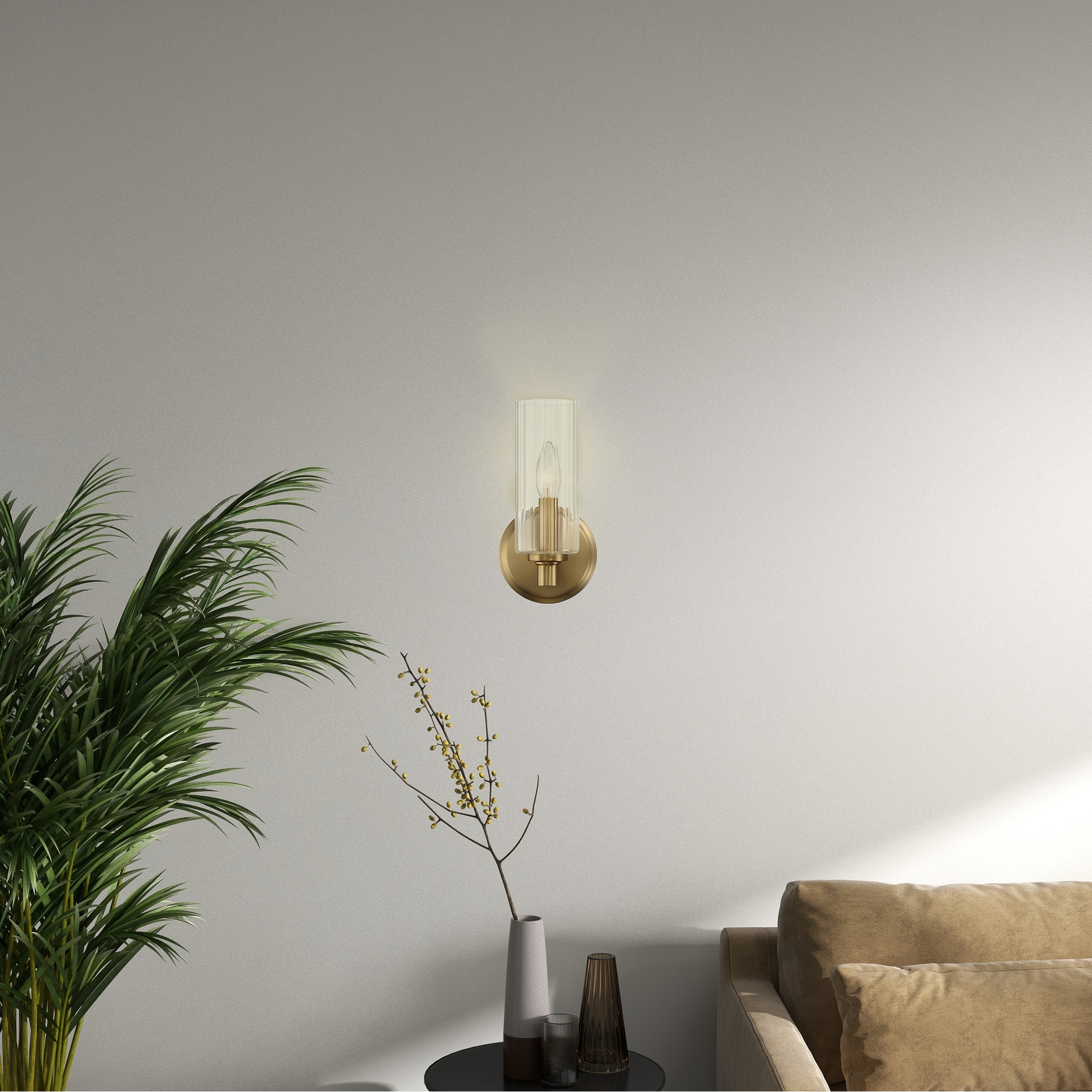 Austin Modern Wall Sconce with Clear Ribbed Glass