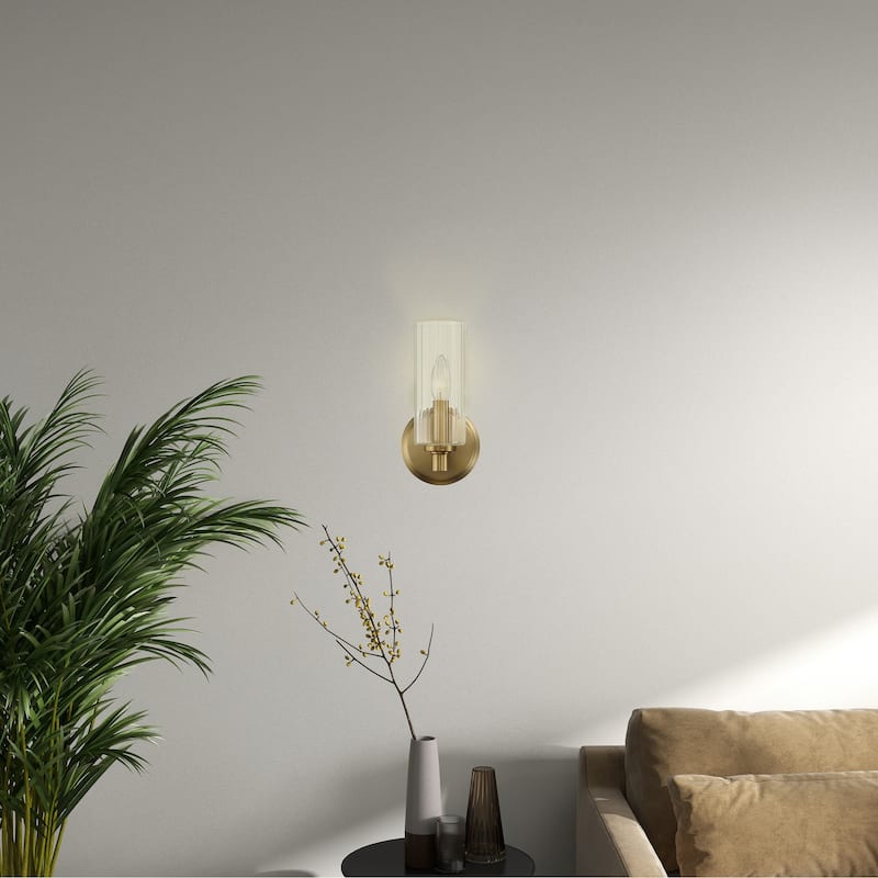 Austin Modern Wall Sconce with Clear Ribbed Glass