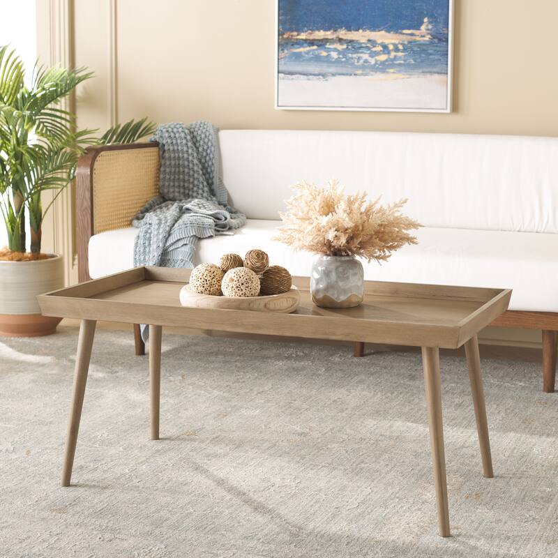 SAFAVIEH Parlee Antique White Coffee Table with Tray - 41.8" x 21.8" x 19" - 42"W x 22"D x 19"H