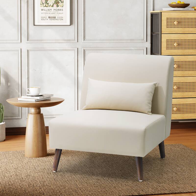 Accent Chair Upholstered Sofa Chair PU Faux Leather Wood Frame with Pillow - 28.74" W x 30.71" D x 31.50" H