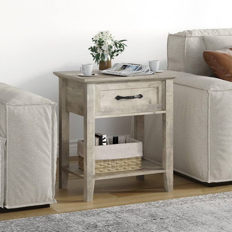 Grey Nightstands 1pck/2pck - Gray 1 pack - 1-drawer