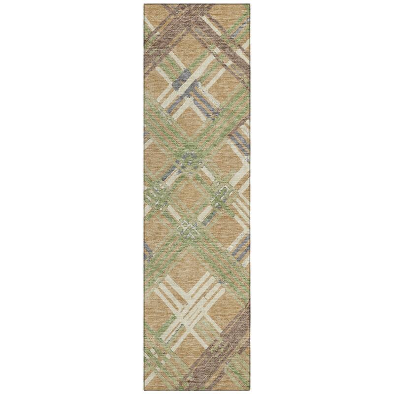Machine Washable Indoor/ Outdoor Modern Trellis Chantille Rug
