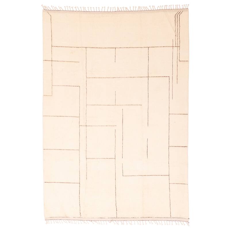 ECARPETGALLERY Hand-knotted Pak Finest Marrakesh Cream Wool Rug - 7'0 x 9'9