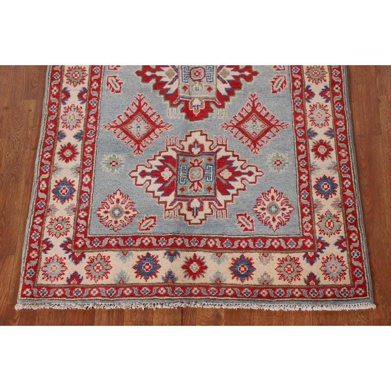 Blue Kazak Oriental Accent Rug Hand-Knotted Wool Carpet - 3'3"x 5'5"