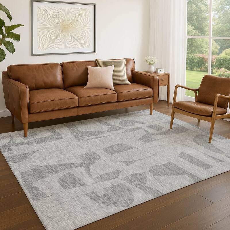 Machine Washable Indoor/ Outdoor Modern Creede Chantille Rug
