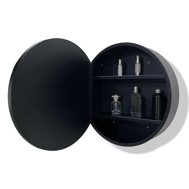 Metal Framed Wall-Mount Bathroom Medicine Cabinet with Mirror, Large Storage Space, Black Iron Powder Material