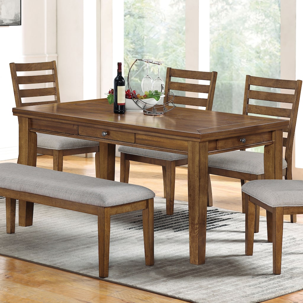 Furniture of America Amelise Brown 60-inch Solid Wood 4-Drawer Dining Table