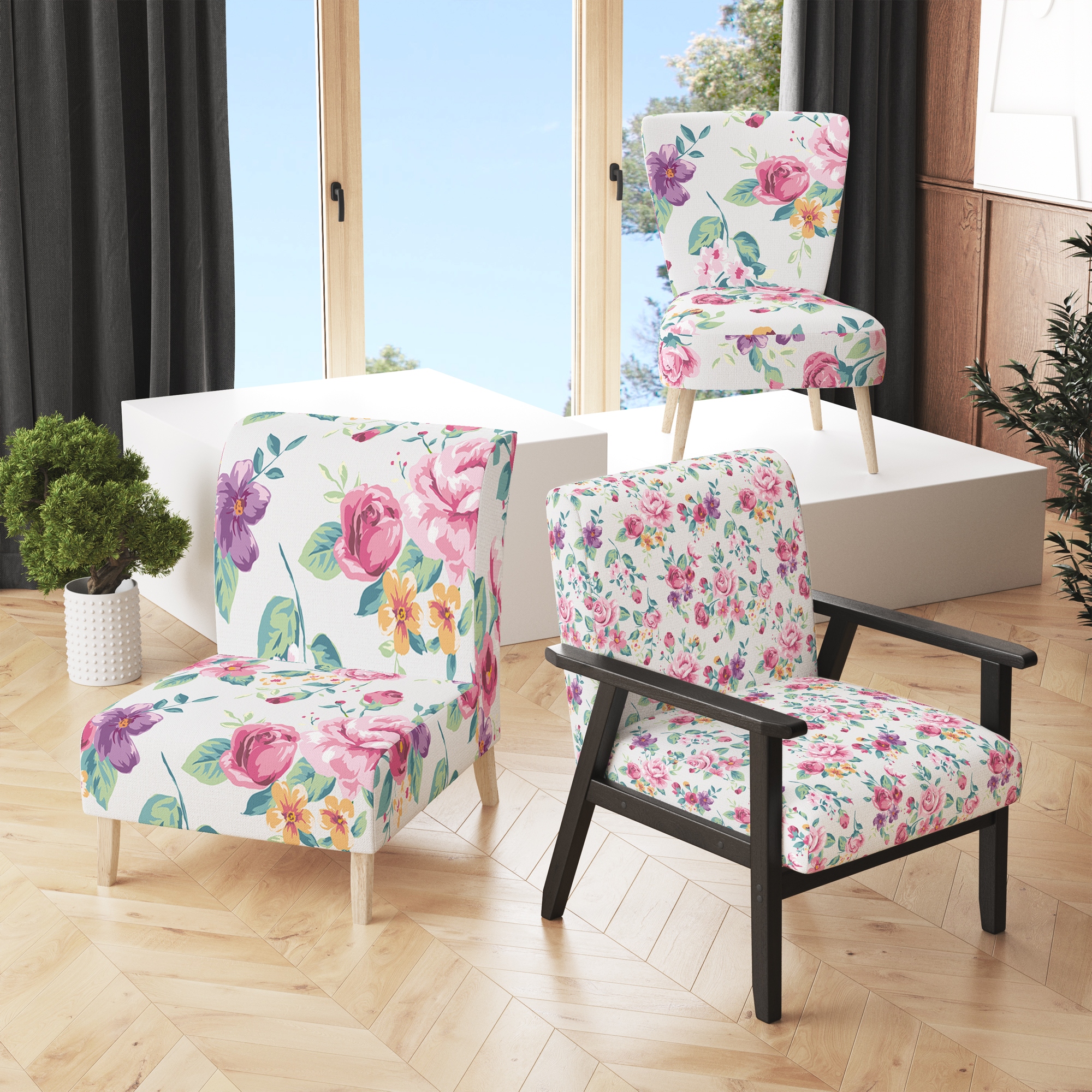 Pink pattern accent chair store