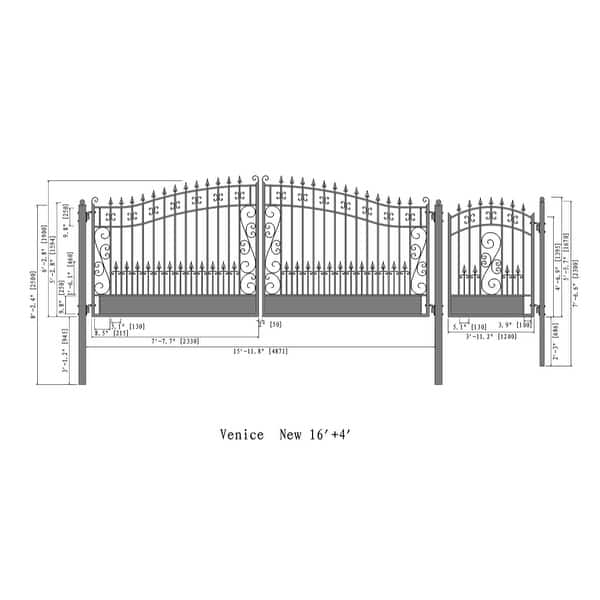 ALEKO Venice Style Steel Dual Driveway Gate 16 ft with Pedestrian Gate ...