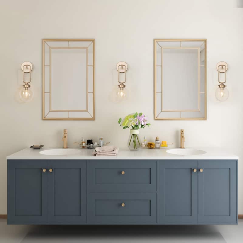 Holla Modern Contemporary Gold Glass Unique Wall Sconces Globe Vanity Lights for Foyer/ Stairway/ Bathroom - L5" x W7" x H14.5"