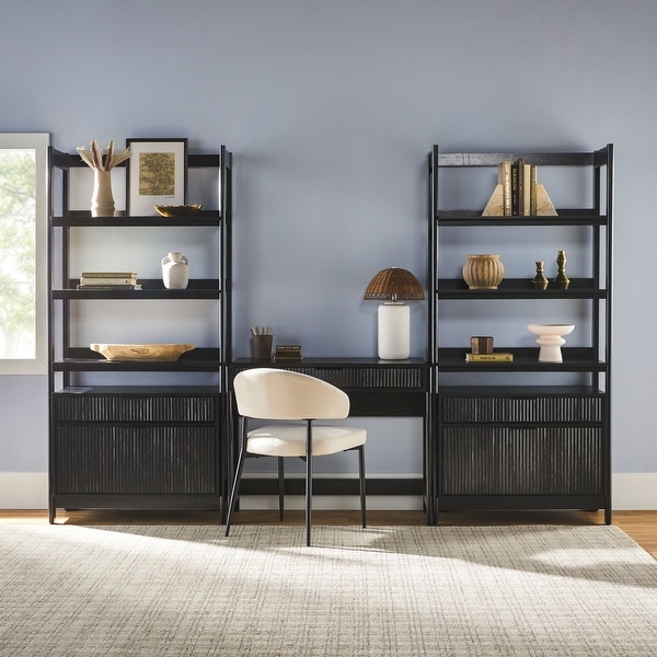 Walker Edison 3-Piece Set Writing Desk with 2 Wide Bookcases - On
