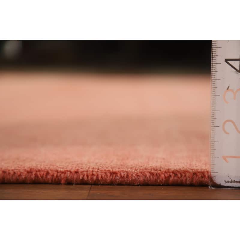 Hand Knotted Oriental 100% Wool Carpet Modern Solid Peach Gabbeh Area Rug - 12' 4'' X 8' 9''