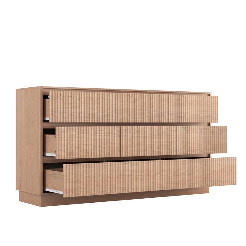 Large Floor Chest of Drawers 9 Drawer Dresser for Bedroom, Freestanding Storage Cabinet Side Table TV Stand