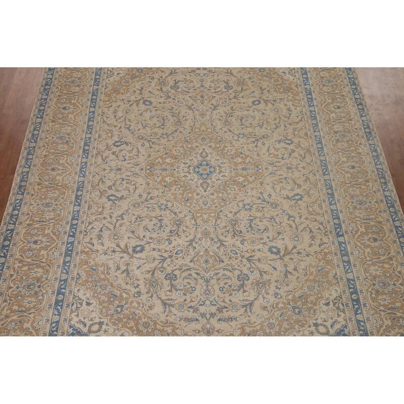 Traditional Kashan Persian Vintage Area Rug Hand-knotted Wool Carpet - 9'7" x 12'6"