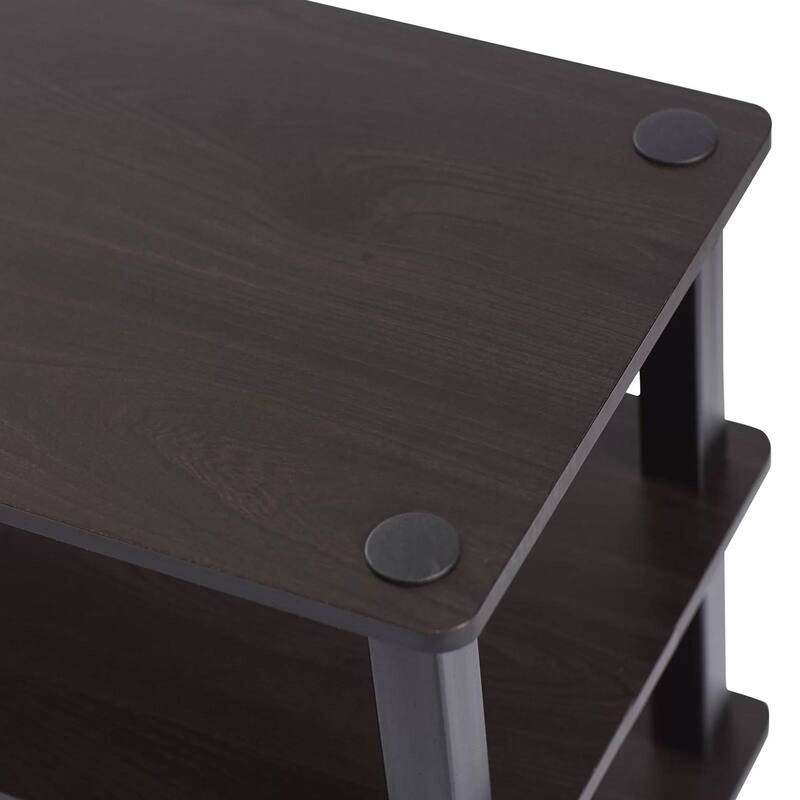 Espresso Black Composite Wood Shoe Rack with 3 Shelves and 18 Pairs Capacity - 15.4'' H x 47.2'' W x 11.6'' D