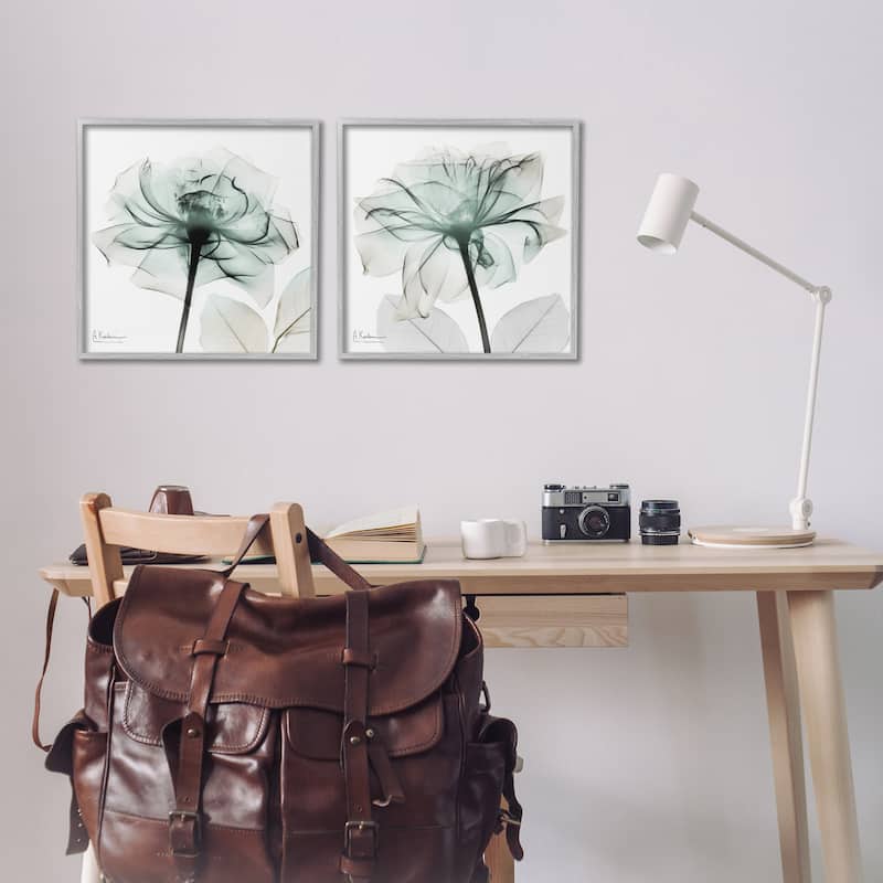 Stupell Serene Emerald Rose Framed Giclee Art Design By Albert Koetsier (Set of 2)