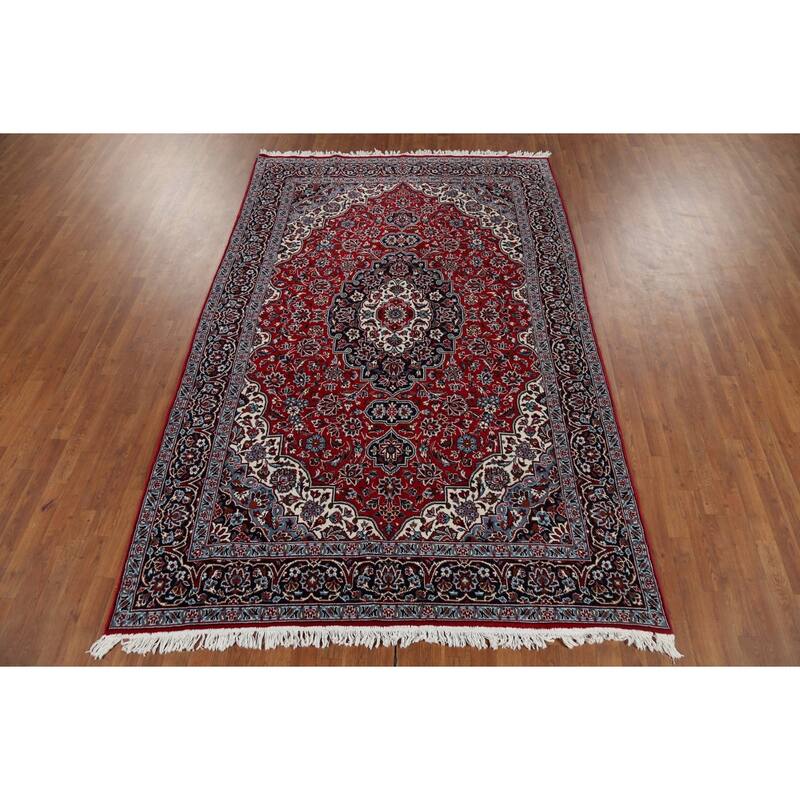 Traditional Mashad Turkish Area Rug Floral Red Machine Made Carpet - 6'3" x 9'6"