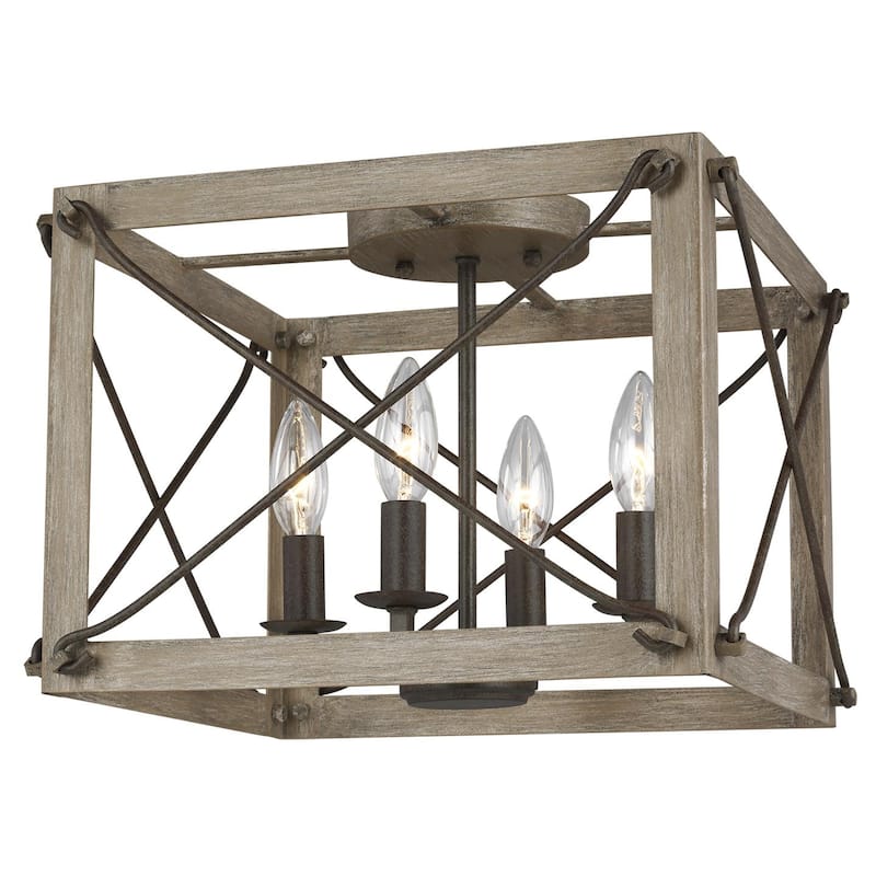 Generation Lighting Thornwood Transitional Four Light Ceiling Flush Mount in Washed Pine