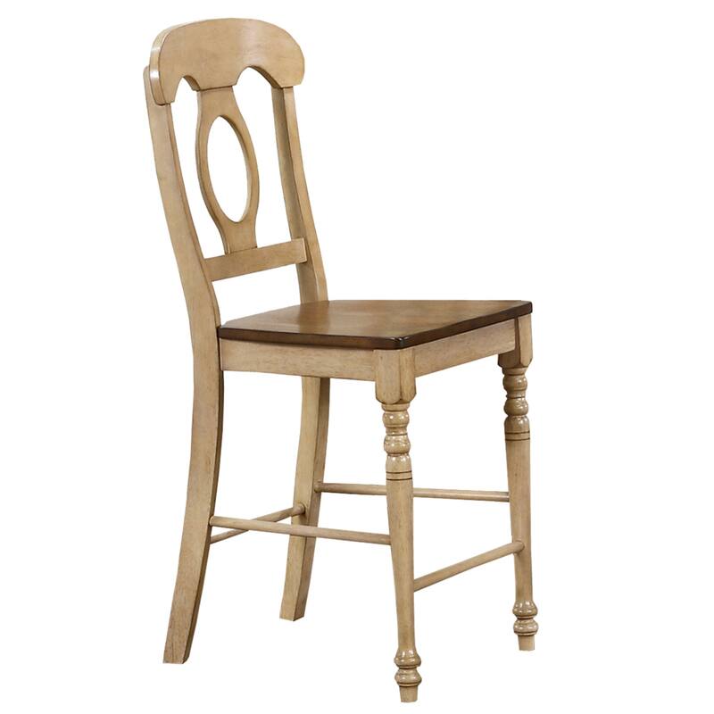 Extendable Dining Set - 5 Piece Table & Stool Set - 42" Round/60" Oval - Coastal Dining Room Furniture