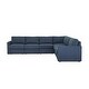 preview thumbnail 2 of 18, Flex Taupe Fabric 6-Seat Sectional with Narrow Arm - 132" x 35" x 102"