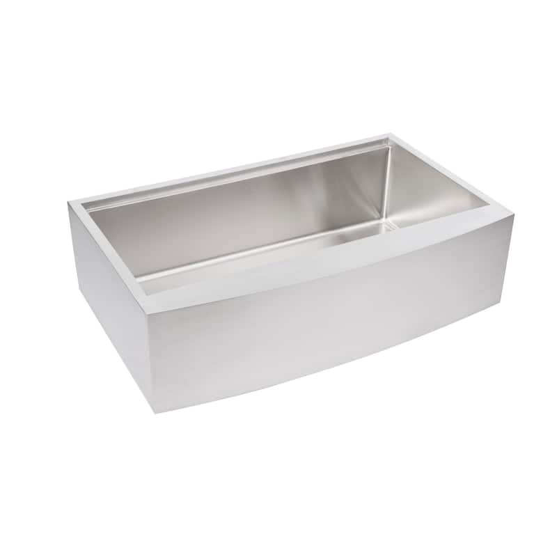Enthous Workstation 36 Inch Farmhouse Apron 16 Gauge Single Bowl Stainless Steel Kitchen Sink Integrated Ledge 15mm Radius