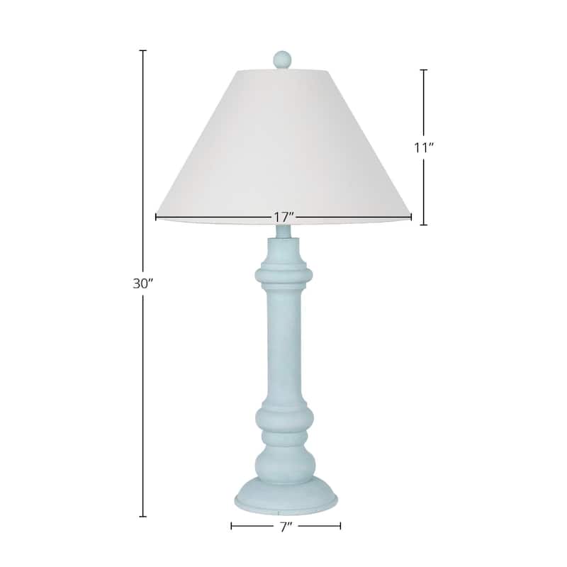 Polyresin 30" Table Lamp with Linen Shade, Light Blue (Set of 2)