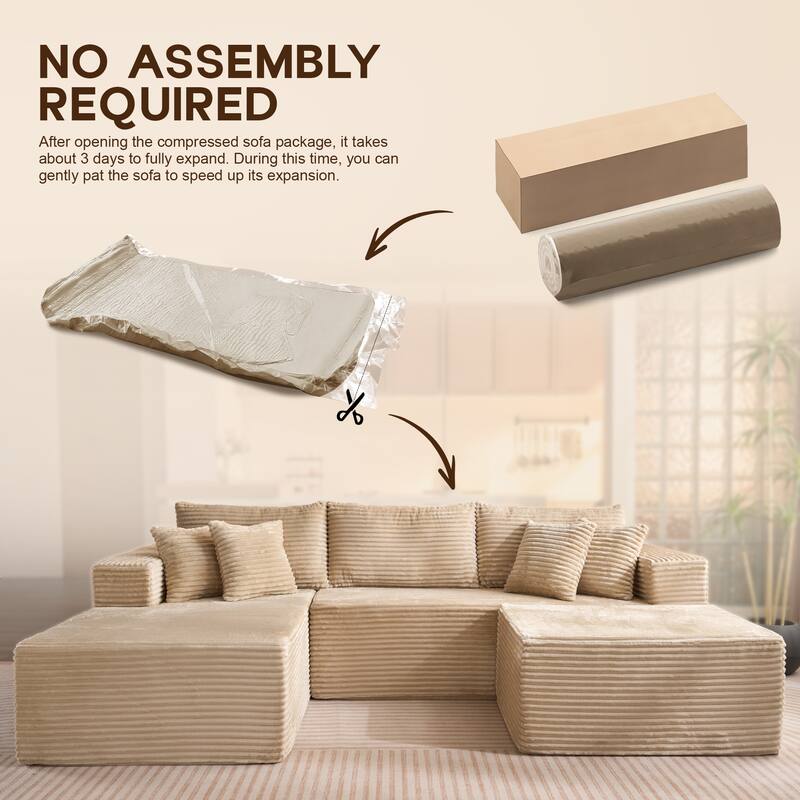 OVIOS All-Foam Cloud L-Shaped Lounger Sofa​ ​​With Ottoman​