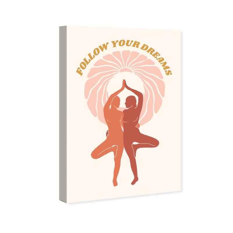 Wynwood Studio Canvas Typography and Quotes Follow your Dreams Poster Pink and Modern & Contemporary Wall Art Canvas Print