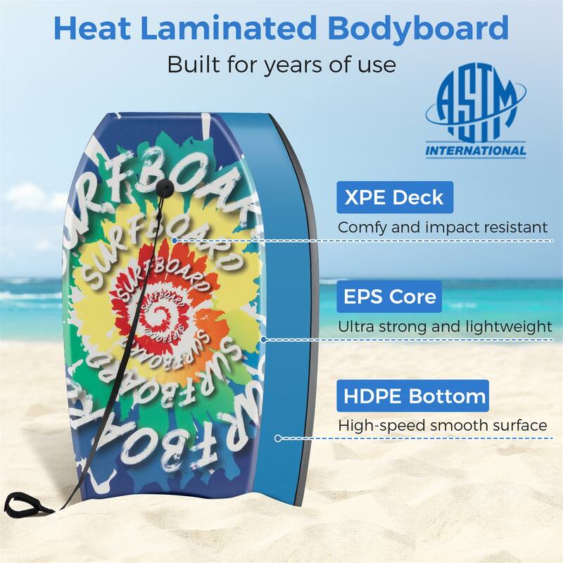 Gymax 33'' Lightweight Body Board w/ EPS Core XPE Deck HDPE Bottom