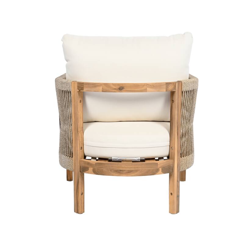 Christopher Knight Home - Valencia Acacia Wood Patio Club Chair with Woven Rope Accents