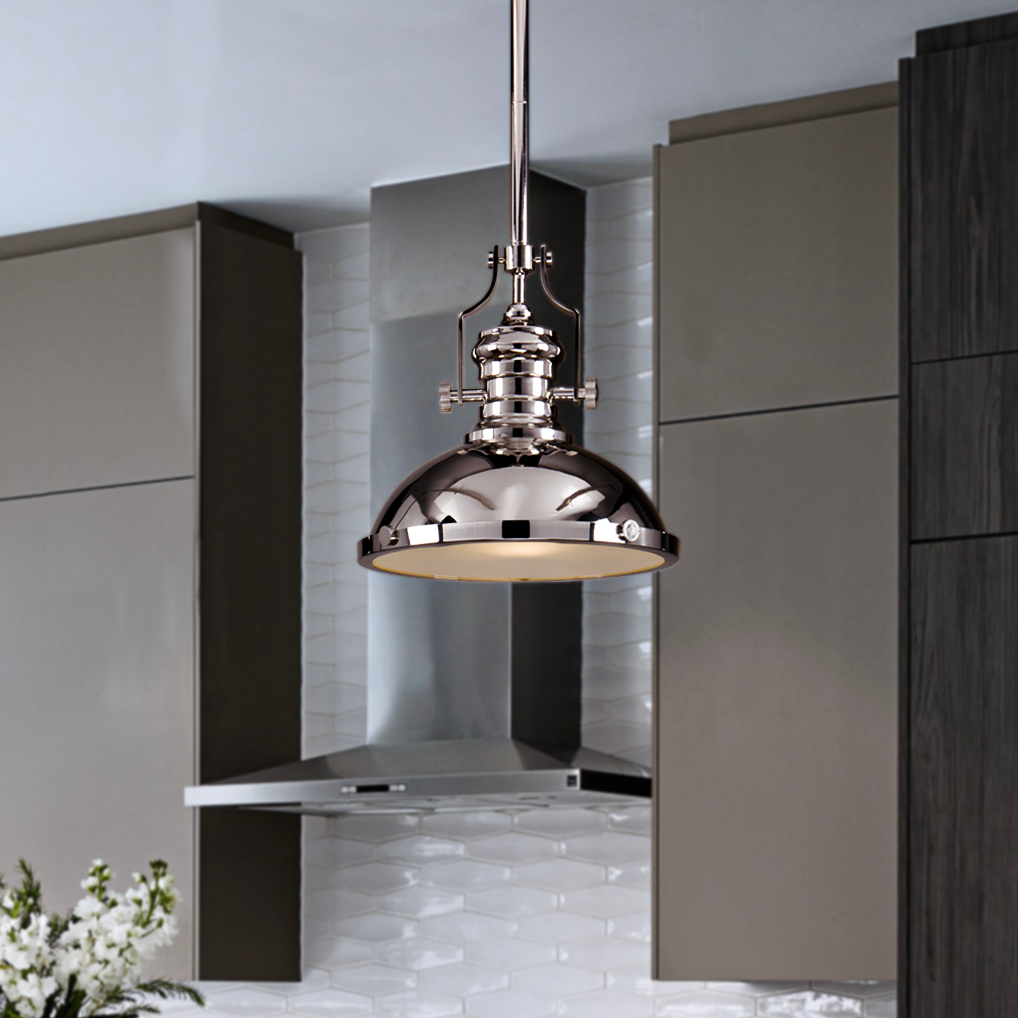 1-Light 13" Modern Industrial Single Dome Pendant Light