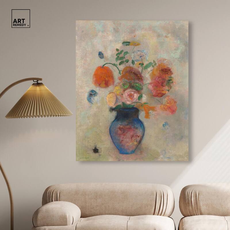 Vase with Flowers 1990 Canvas by Art Remedy, Gallery Wrapped