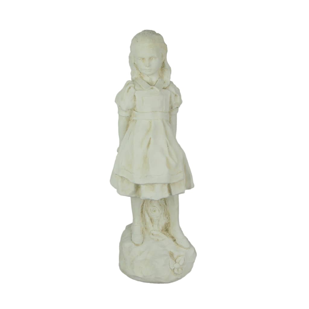 Alice In Wonderland Antique White Finish Concrete Statue 19.5 Inch - 19.5 X 6.5 X 6.25 inches
