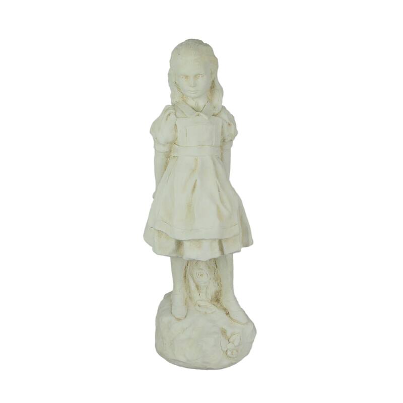 Alice In Wonderland Antique White Finish Concrete Statue 19.5 Inch - 19.5 X 6.5 X 6.25 inches