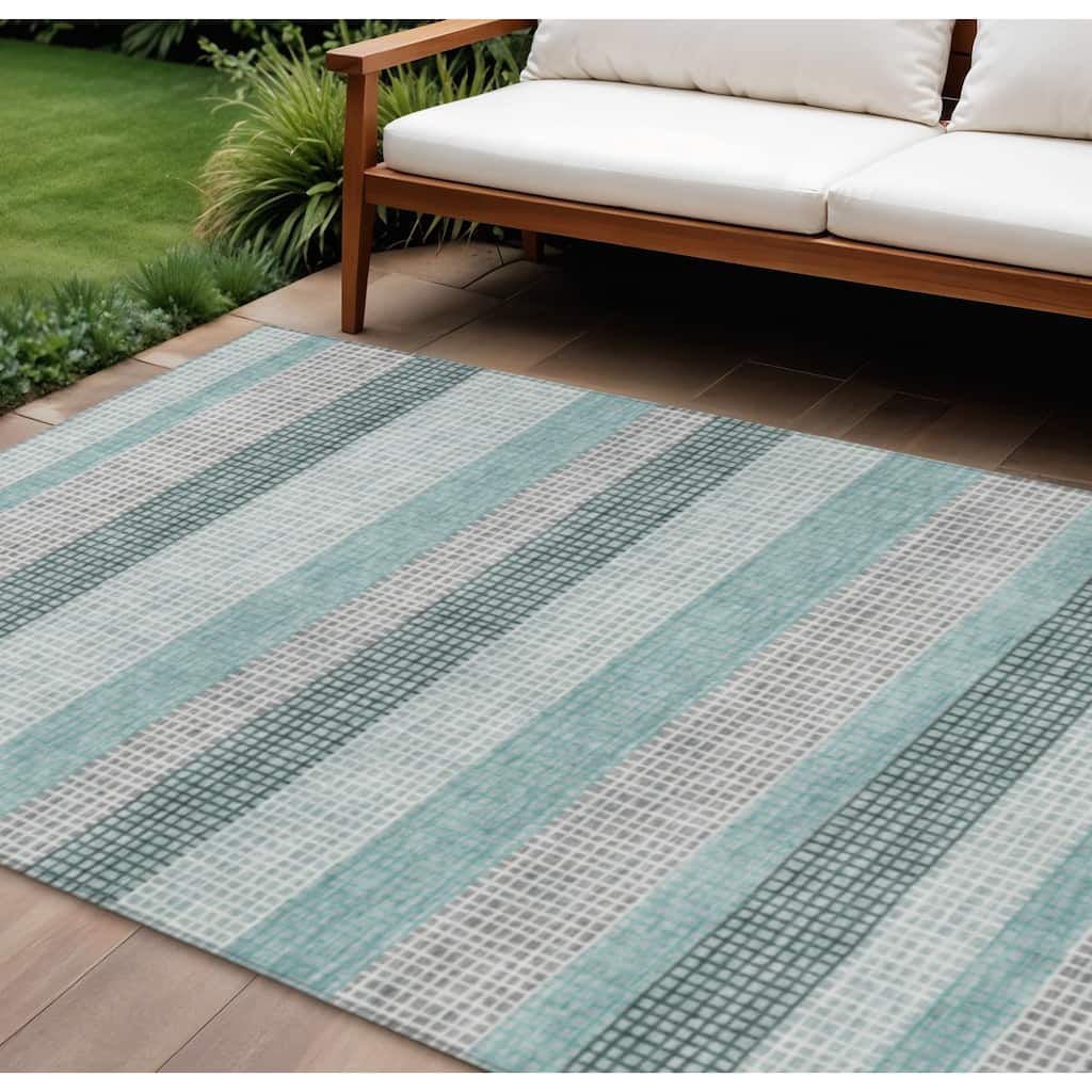 HomeRoots Striped Transitional Rectangle Outdoor Rug