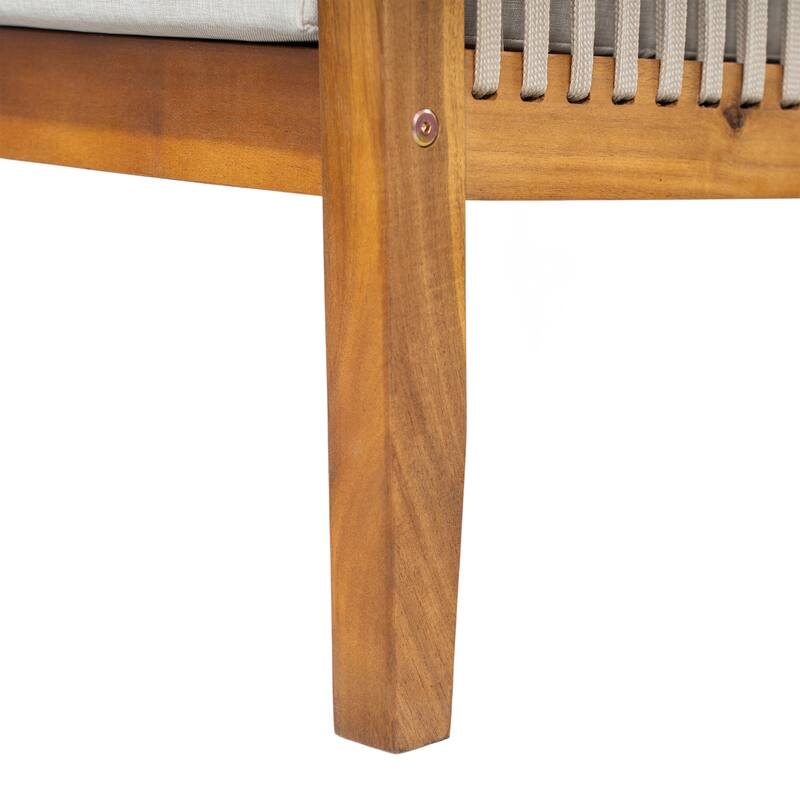 Christopher Knight Home - Outdoor Modern Solid Acacia Wood with Handwoven Rope Sides and Cushions Weather-Resistant