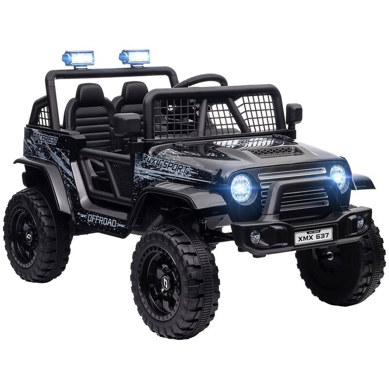 12V Dual Motor Kids Ride-On Car with Remote Control, Music, and Suspension - Black