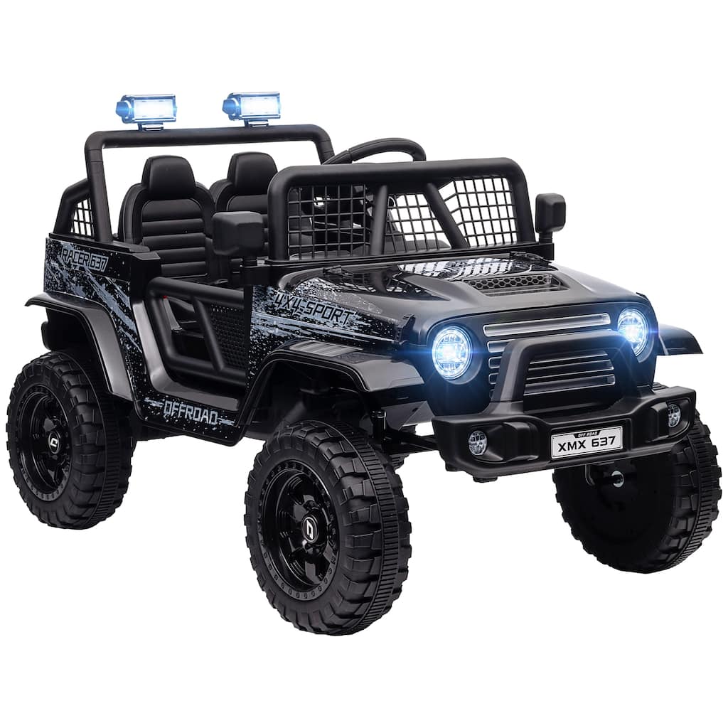 12V Dual Motor Kids Ride-On Car with Remote Control, Music, and Suspension