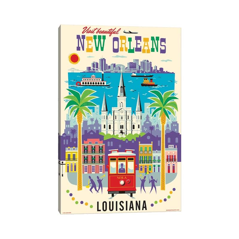 iCanvas "New Orleans Travel Poster" by Jim Zahniser Canvas Print