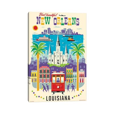 iCanvas "New Orleans Travel Poster" by Jim Zahniser Canvas Print