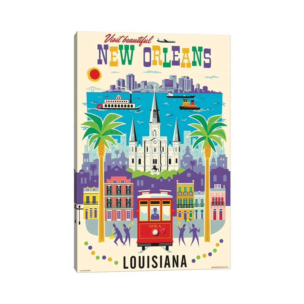 iCanvas "New Orleans Travel Poster" by Jim Zahniser Canvas Print