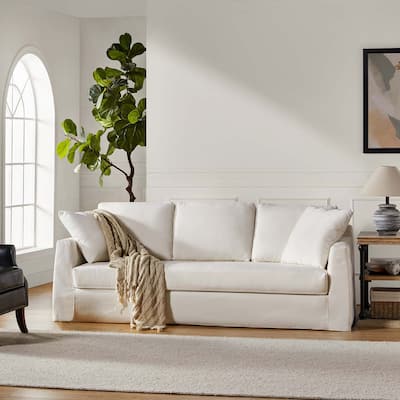 Riccardo 85" Modern Slipcovered Sofa with Square Flange Arm by HULALA HOME